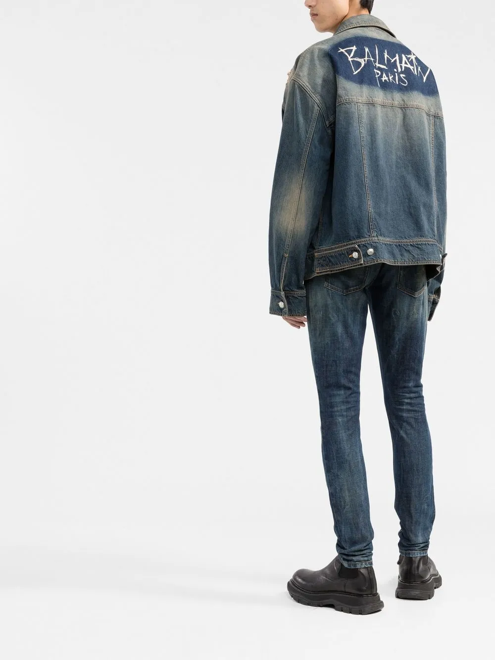 Balmain whiskering-effect Slim Denim Jeans | Blue | FARFETCH