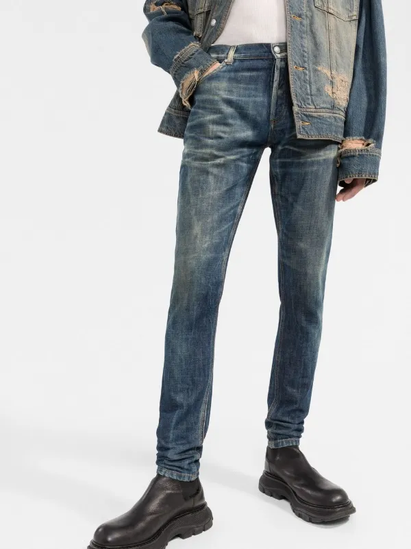 Balmain waxed jeans store