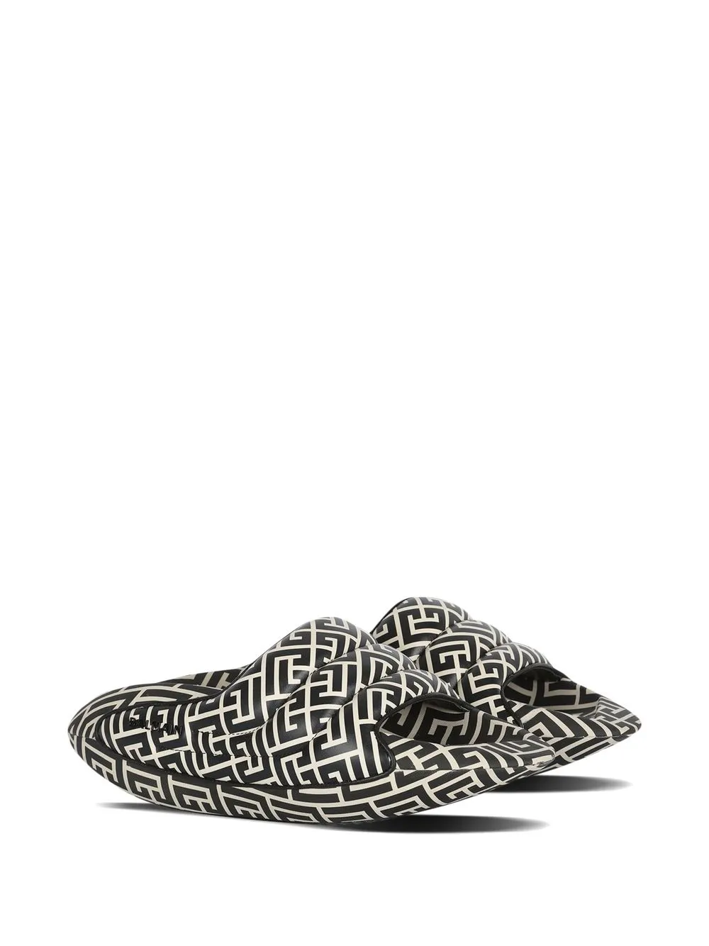 Balmain Slippers met monogram patroon - Zwart