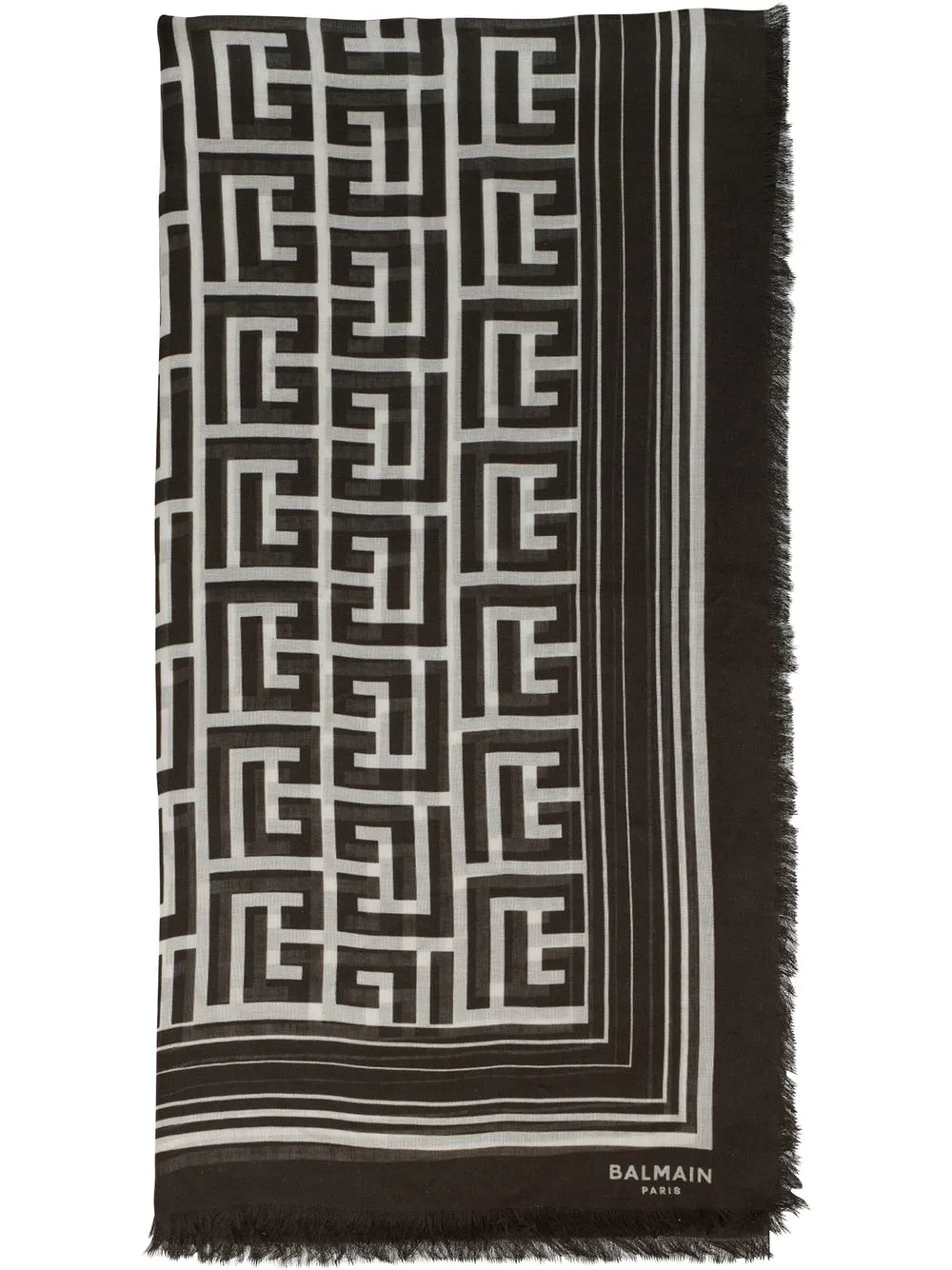 

Balmain monogram-pattern modal scarf - Brown