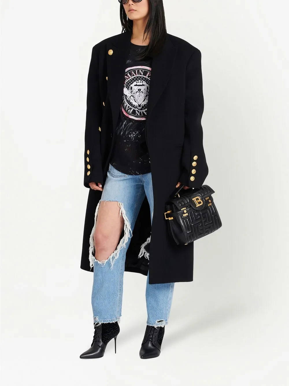 Balmain Wollen jas - Zwart