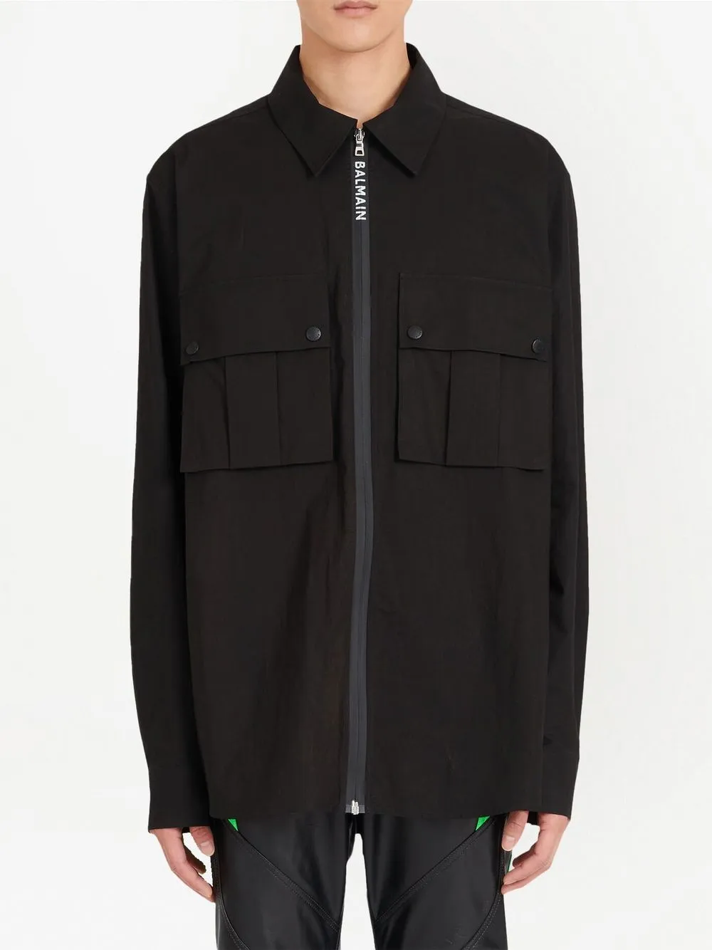  Balmain Hemd Mit Reißverschluss   Schwarz 