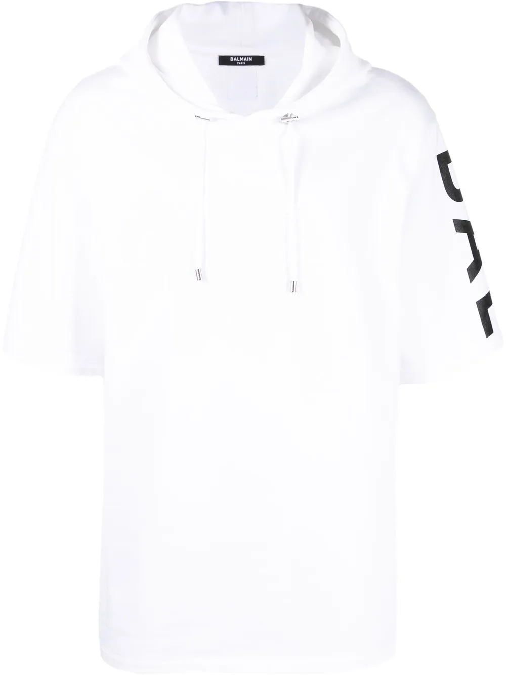 

Balmain logo-print short-sleeved hoodie - White