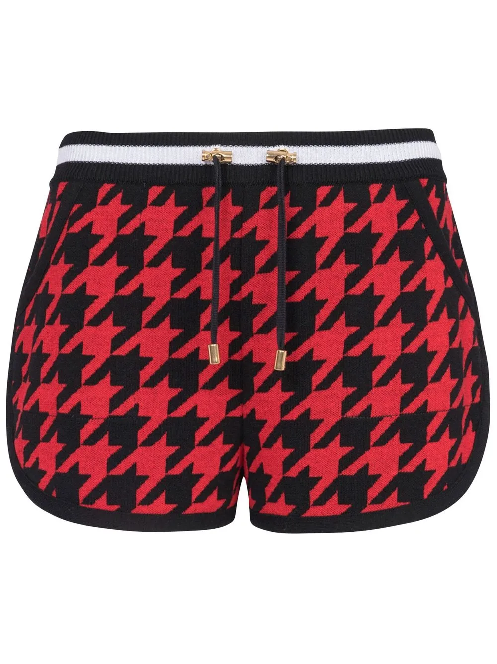 

Balmain shorts con cordones y estampado pied de poule - Rojo