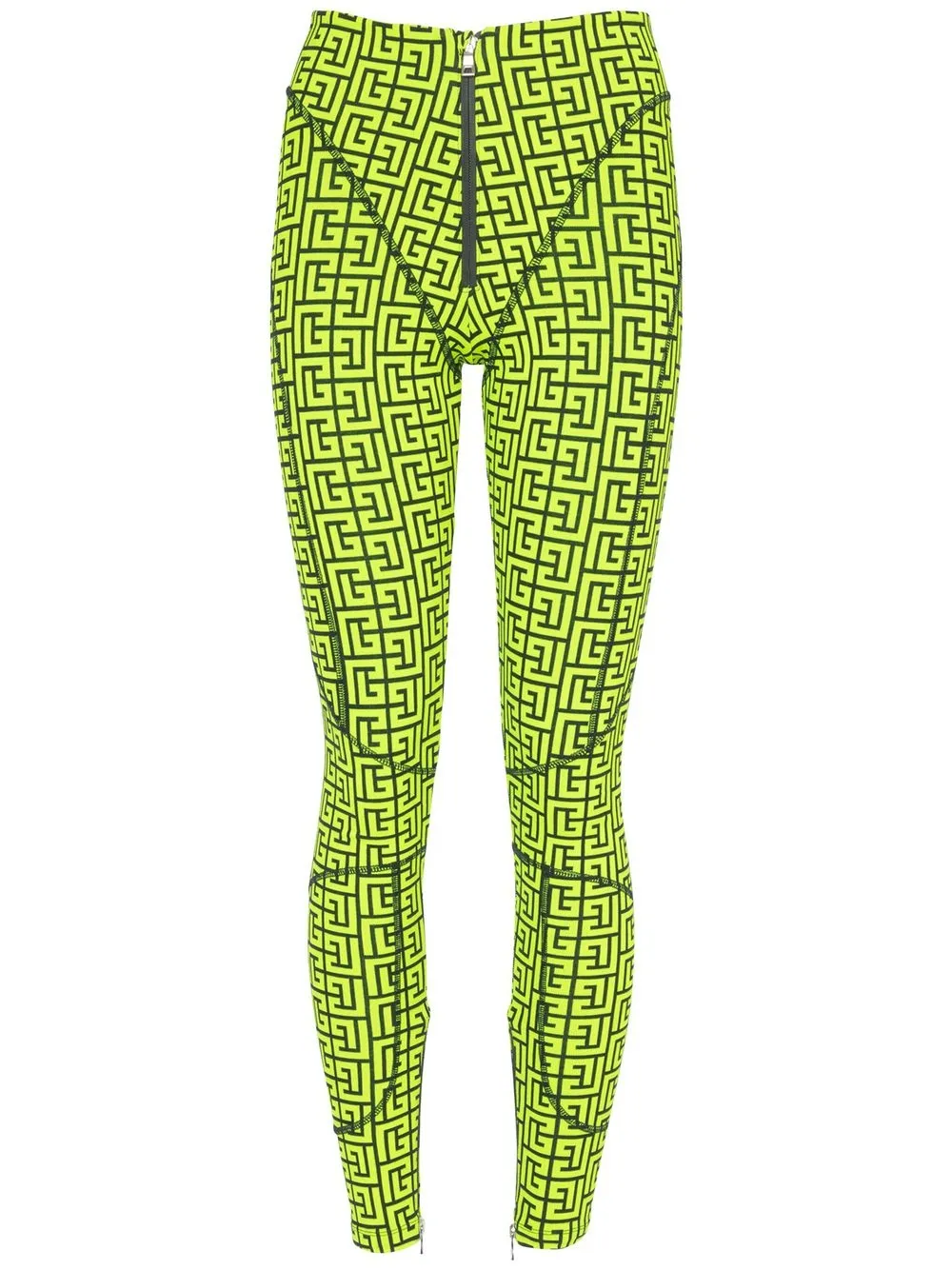 

Balmain leggins con monograma y cierre - Verde