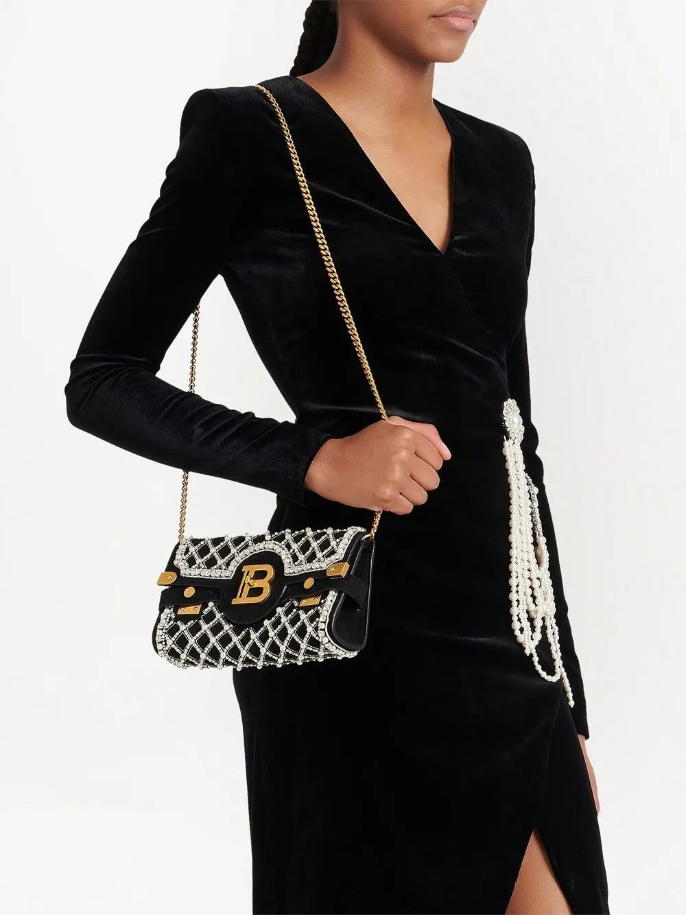 Image 2 of Balmain B-Buzz 23 embellished clutch bag