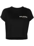 Balmain sequin logo round neck T-shirt - Black