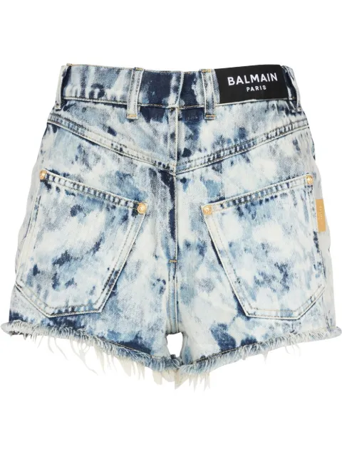 Balmain shorts de mezclilla con efecto blanqueado