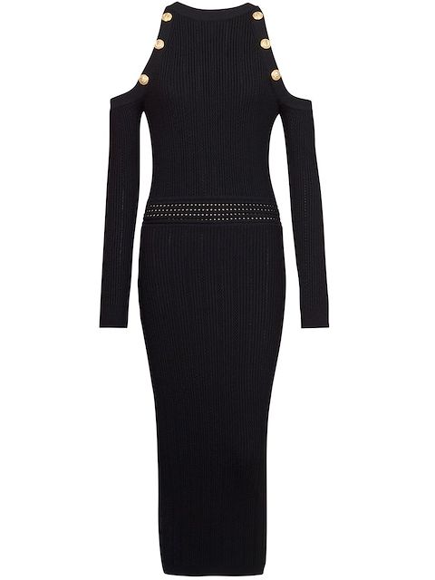 Balmain Vestido midi com recortes vazados
