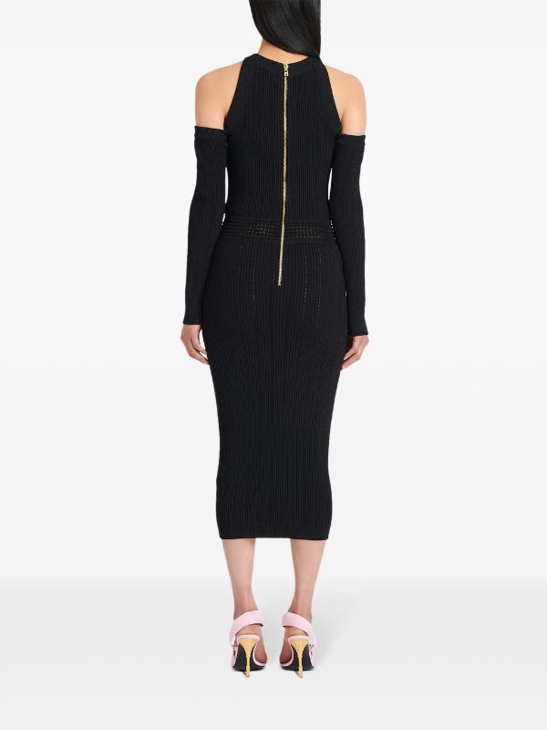 Balmain cold discount shoulder maxi dress