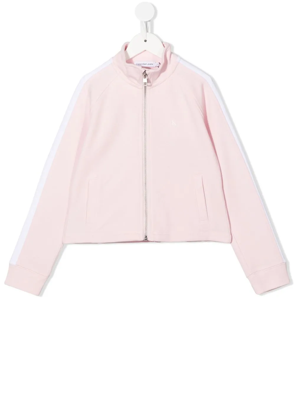 

Calvin Klein Kids striped-edge cotton-blend track jacket - Pink