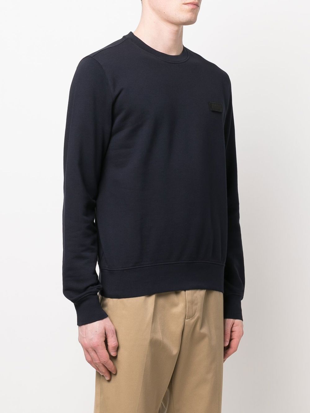 Herno Logo Patch Cotton Sweatshirt | Blue | FARFETCH