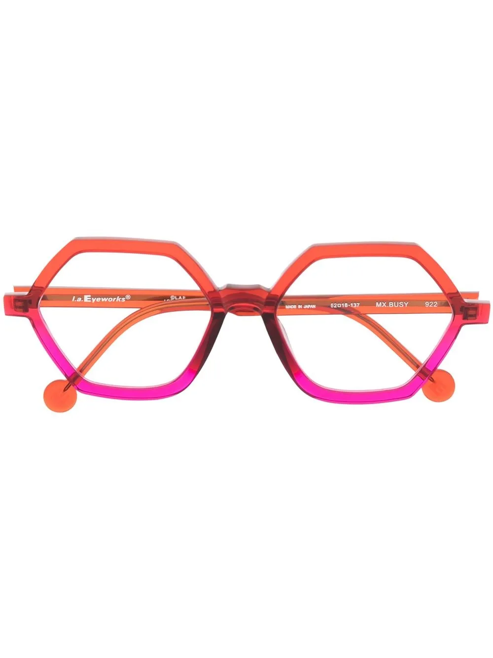 L.A. EYEWORKS transparent geometric-frame glasses | Red | Image 1
