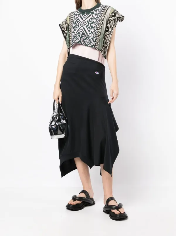 【2024正規激安】 Anrealage x CZ FARFETCH | Black | Skirt Asymmetric logo-patch Champion スカート