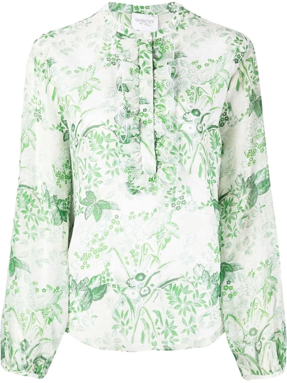 

Giambattista Valli Ramage leaf-print silk blouse - Green