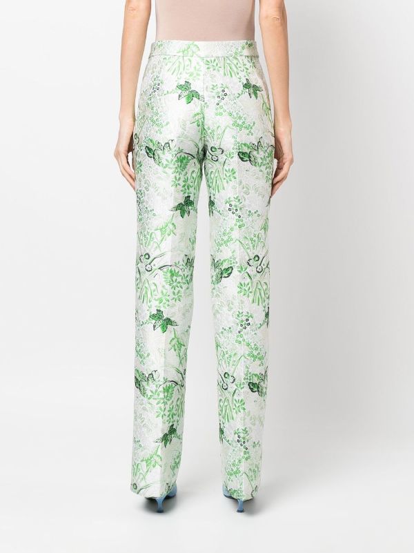 即納-96時間限定 LEAF JACQUARD STRAIGHT PANTS - カジュアルパンツ