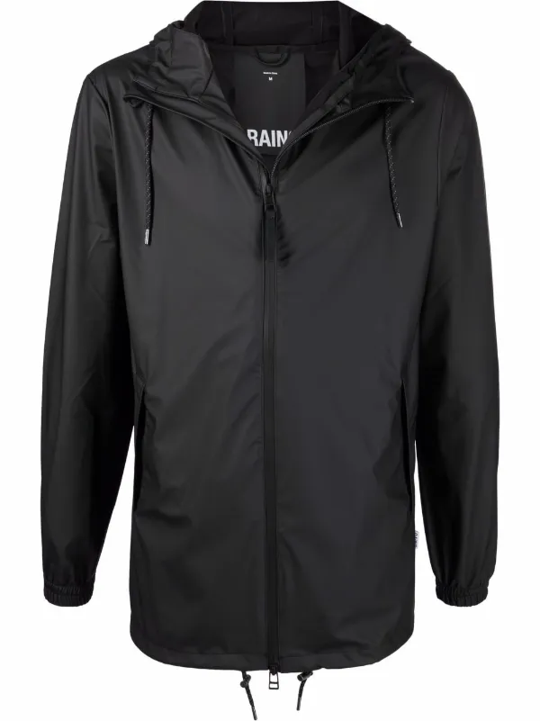 Rains Drawstring Hooded Jacket Black FARFETCH JO