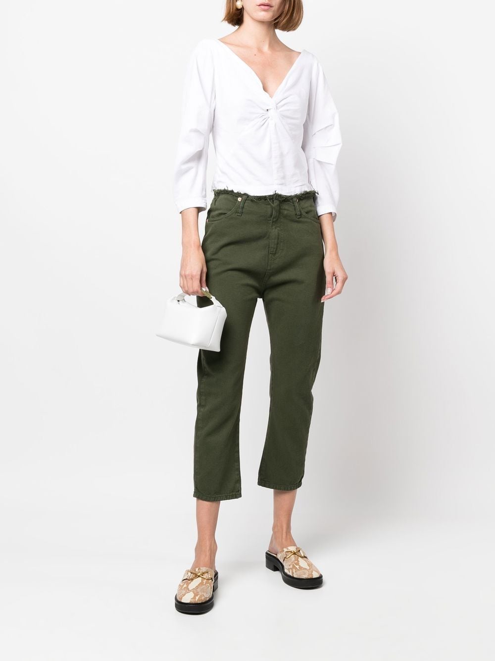 Shop Semicouture Cropped Straight-leg Jeans In Grün