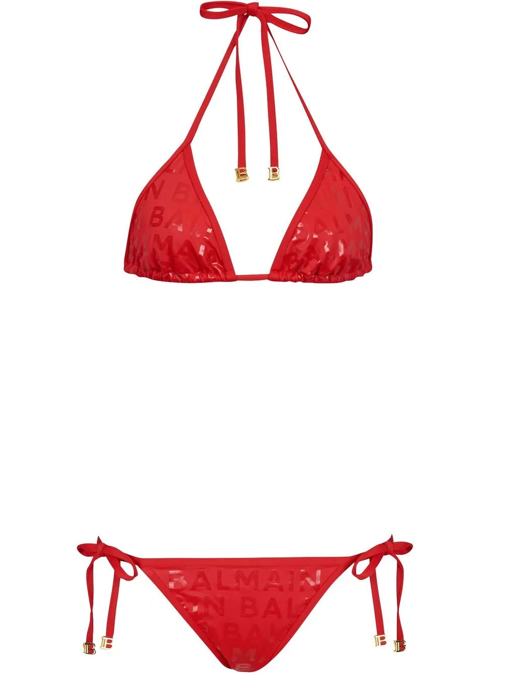 

Balmain bikini estilo triángulo con logo estampado - Rojo