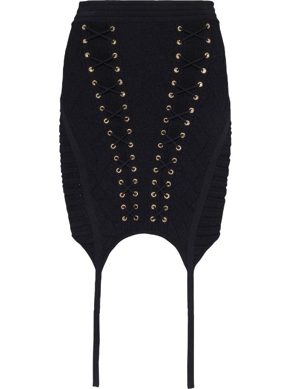 Balmain lace-up Detailed Knit Skirt - Farfetch