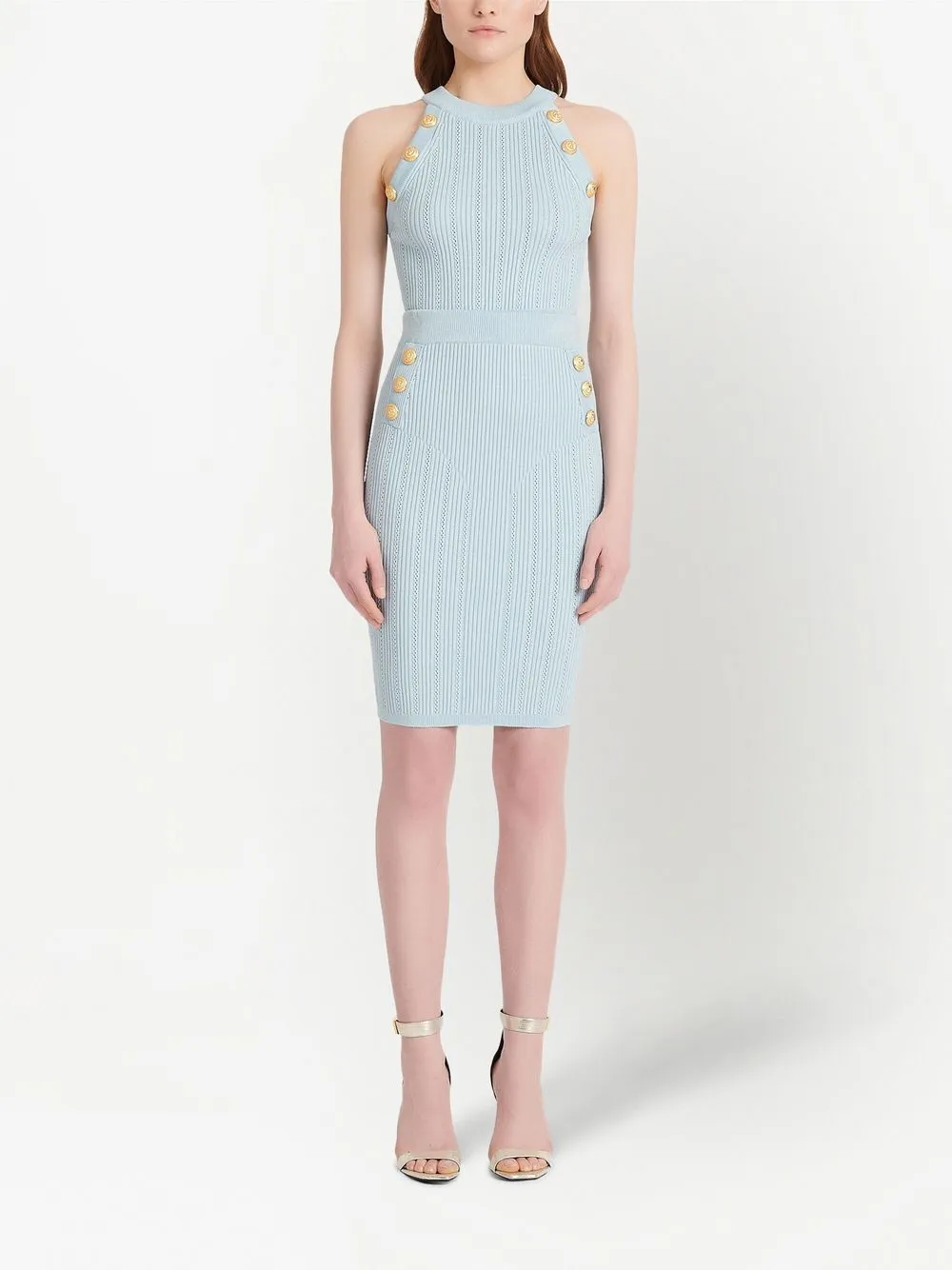  Balmain Gestrickter Bleistiftrock   Blau 