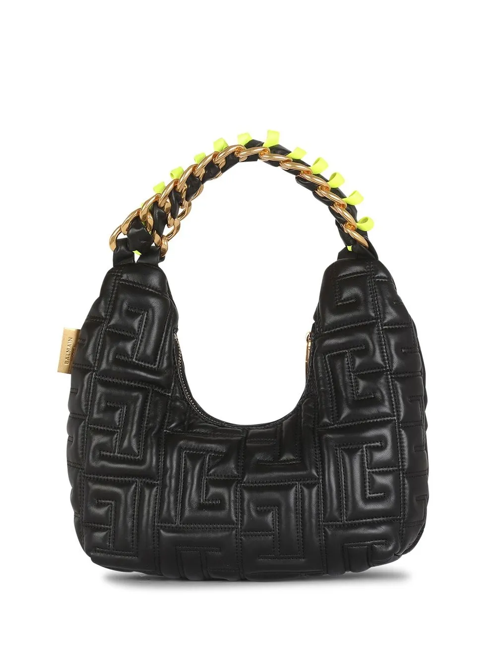 Balmain Embossed Leather Shoulder Bag In Black | ModeSens