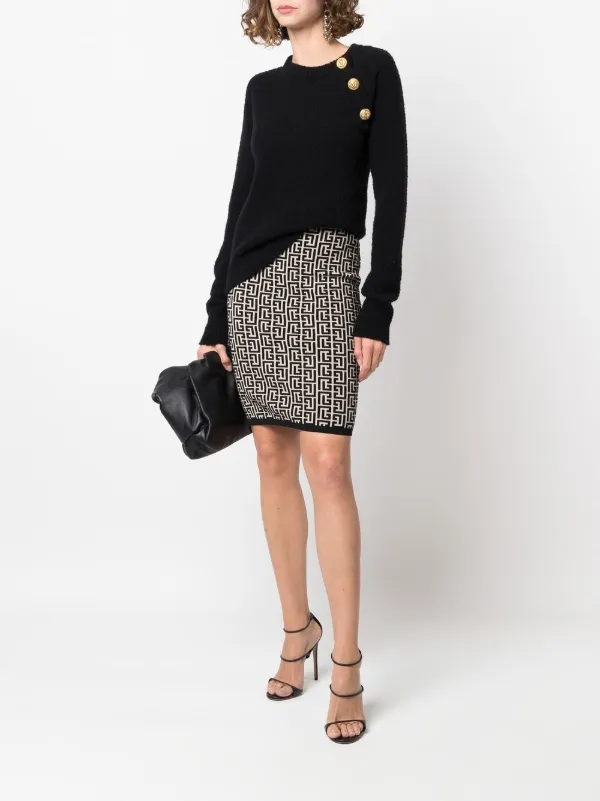 BALMAIN モノグラム ハイウエスト ミニスカート Balmain モノグラム ミニスカート | ニュートラル | FARFETCH JP