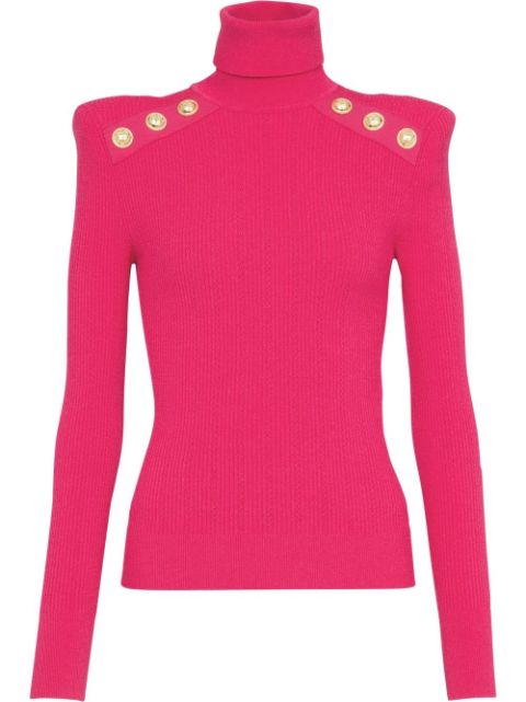 Balmain roll neck padded shoulder jumper Women