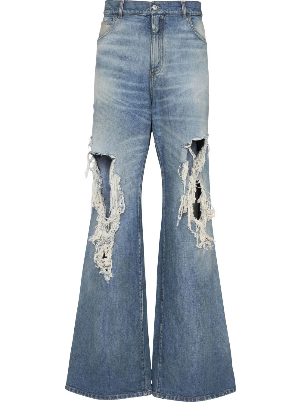 

Balmain ripped faded flared bootcut jeans - Blue