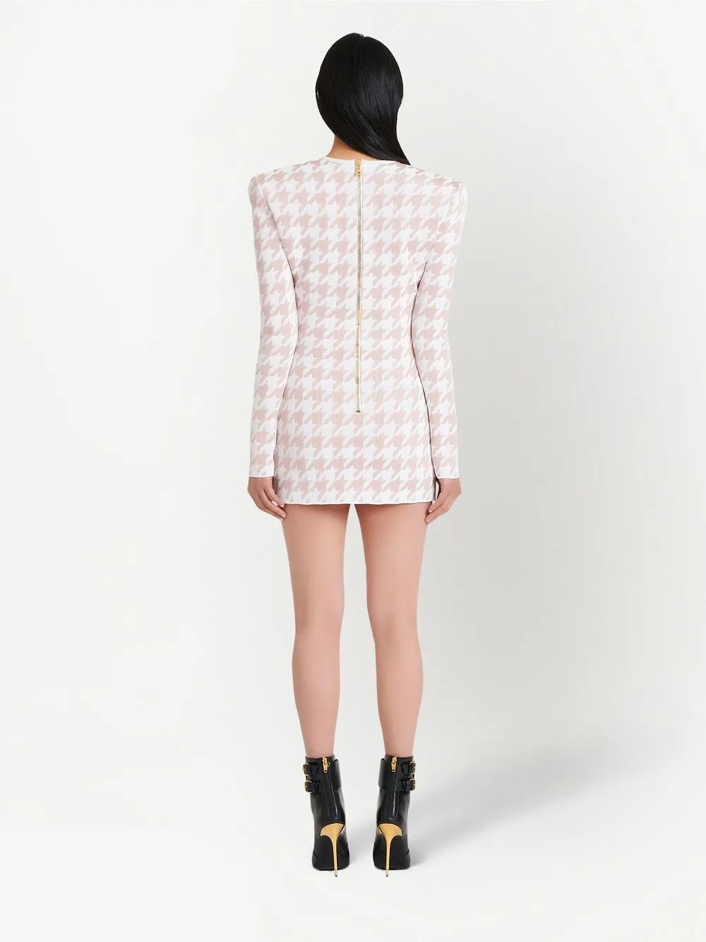 image 4 of balmain 千鸟格纹双排扣迷你连衣裙