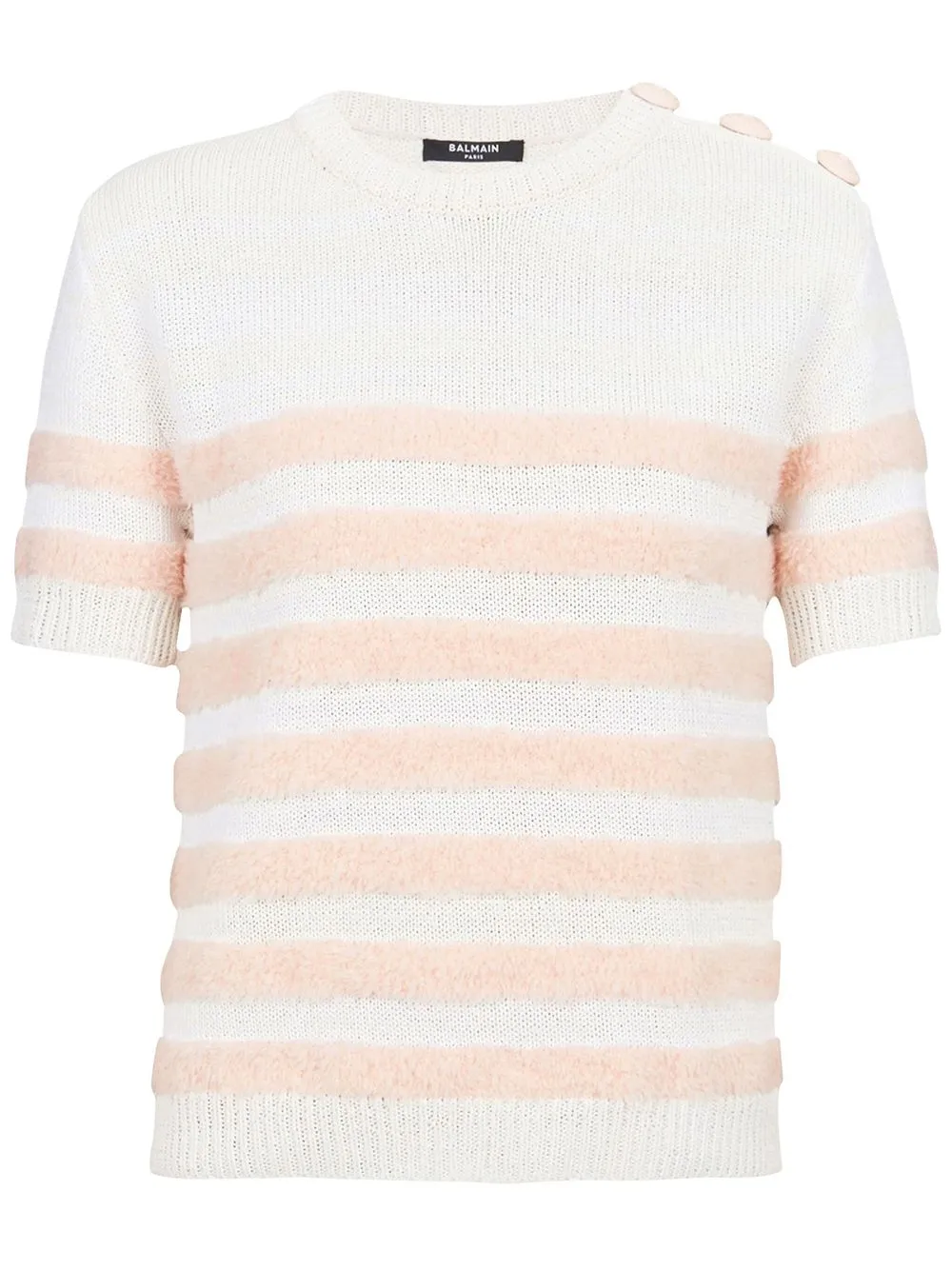 

Balmain top manga corta con rayas estampadas - Blanco