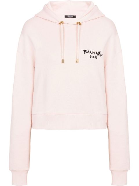 Balmain logo print hooded sweatshirt Women