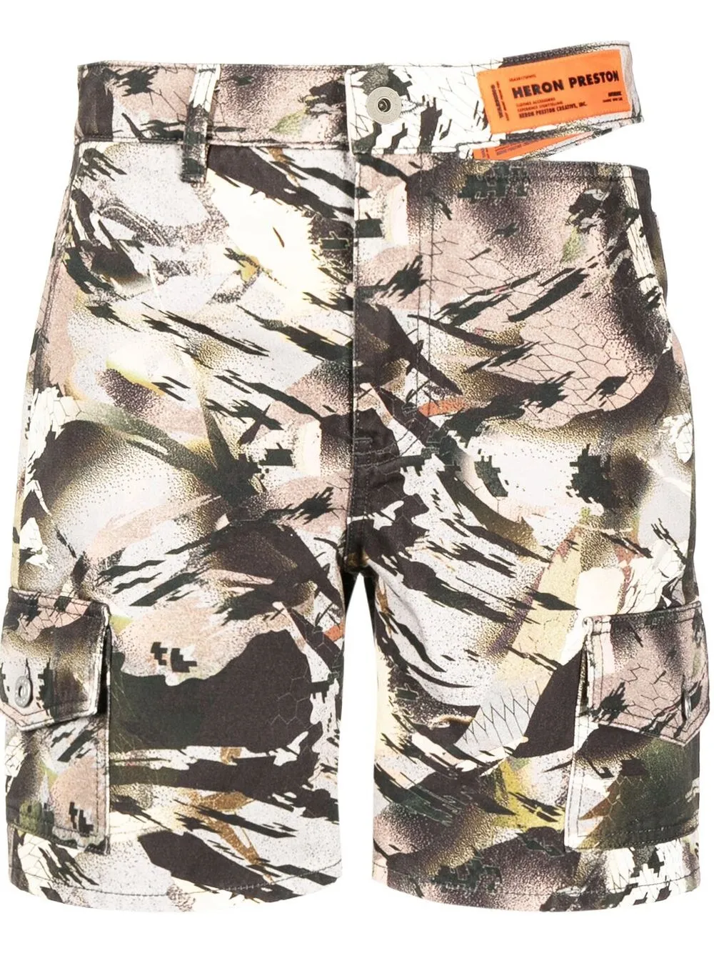 

Heron Preston pantalones con estampado militar y aberturas - Marrón