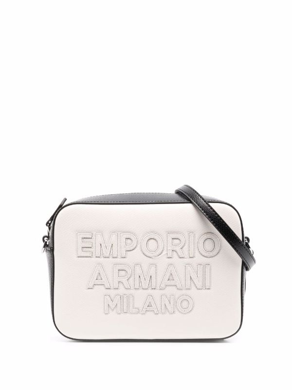 emporio armani embossed logo messenger bag