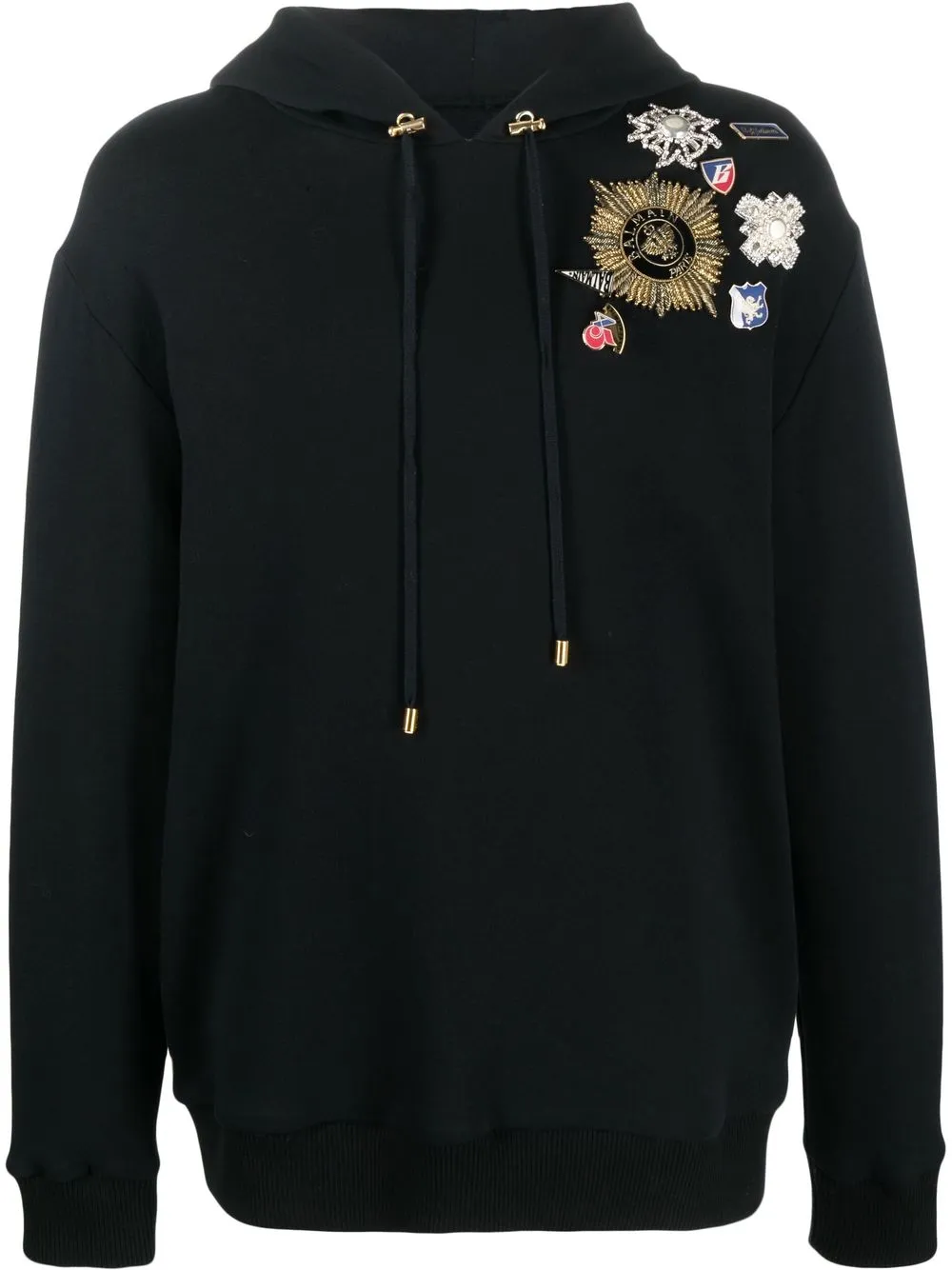 

Balmain hoodie con detalles de prendedor - Negro