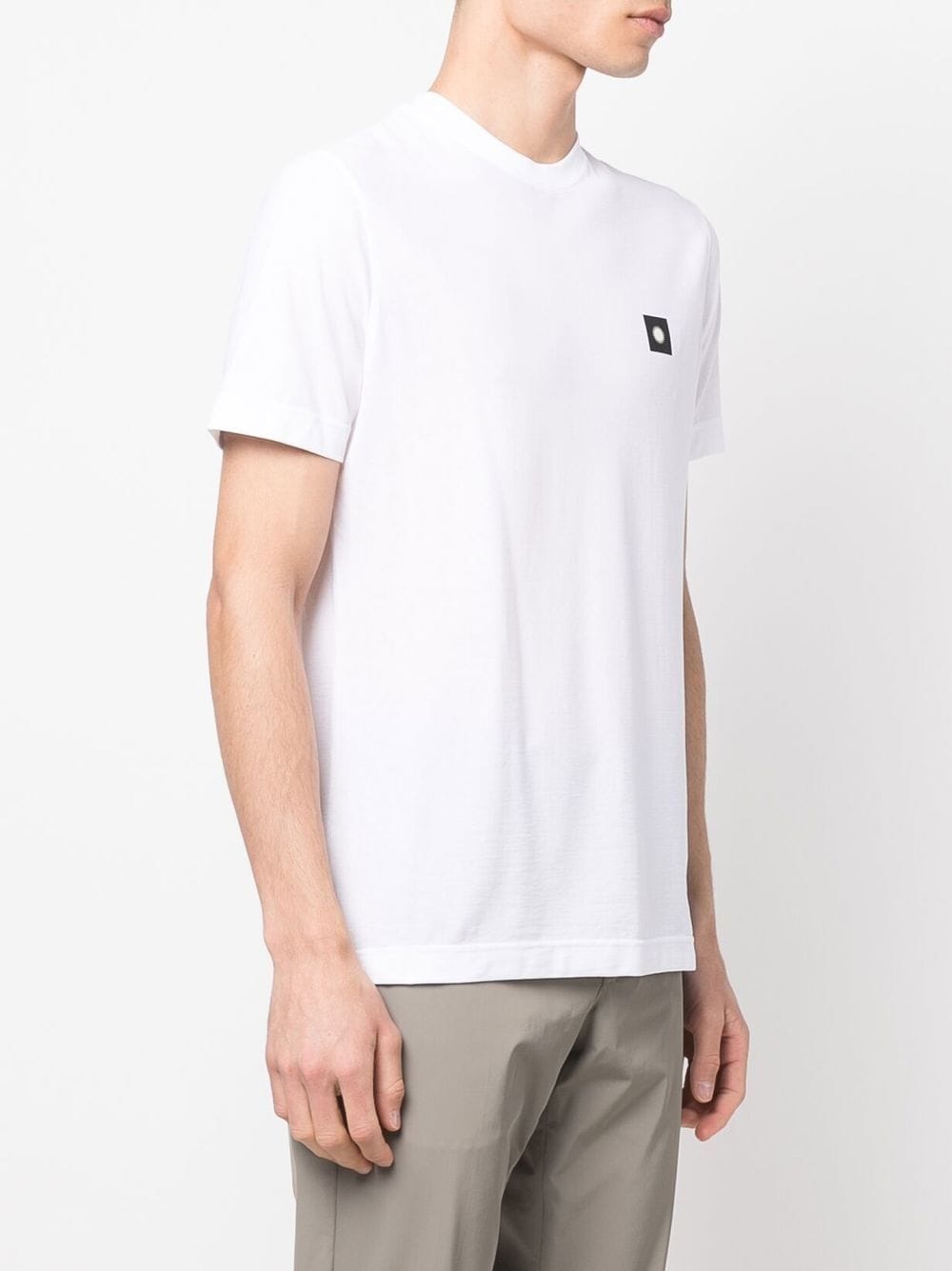 Shop Zanone Logo Patch Cotton T-shirt In White