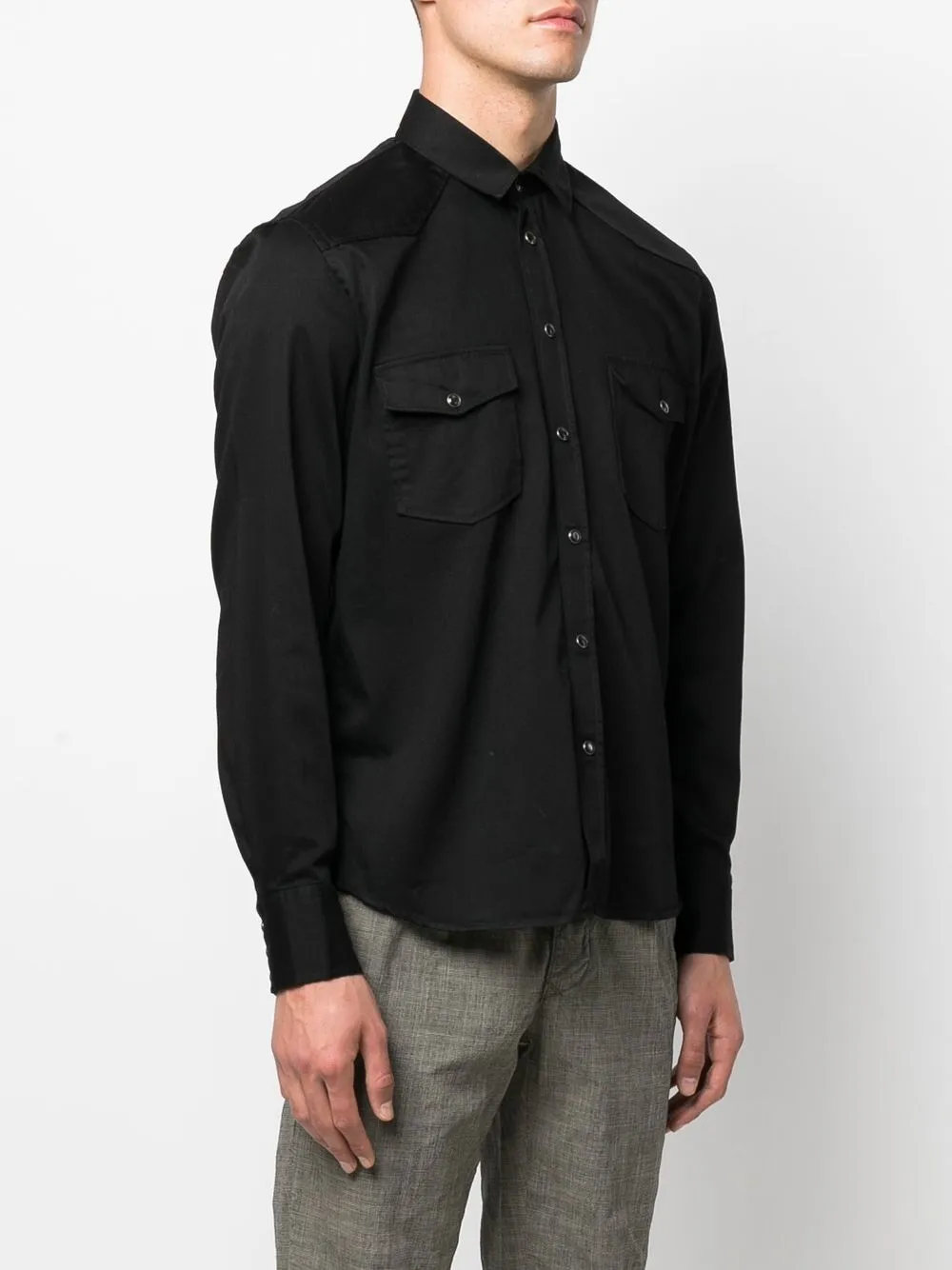 Shop Pt Torino Flap-pockets Button-up Shirt In Black