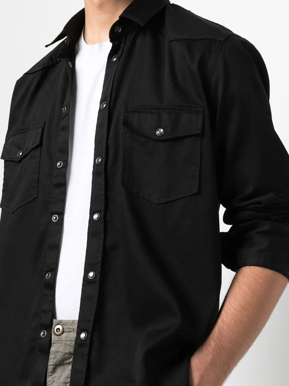 Shop Pt Torino Flap-pockets Button-up Shirt In Black