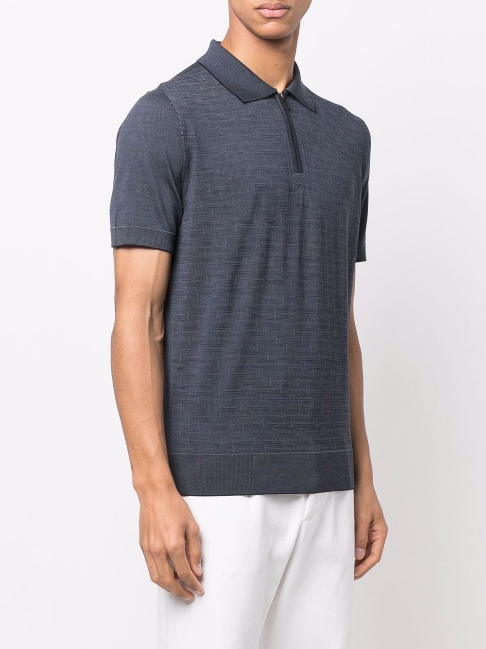 Brioni geometric-pattern Wool Polo Shirt - Farfetch