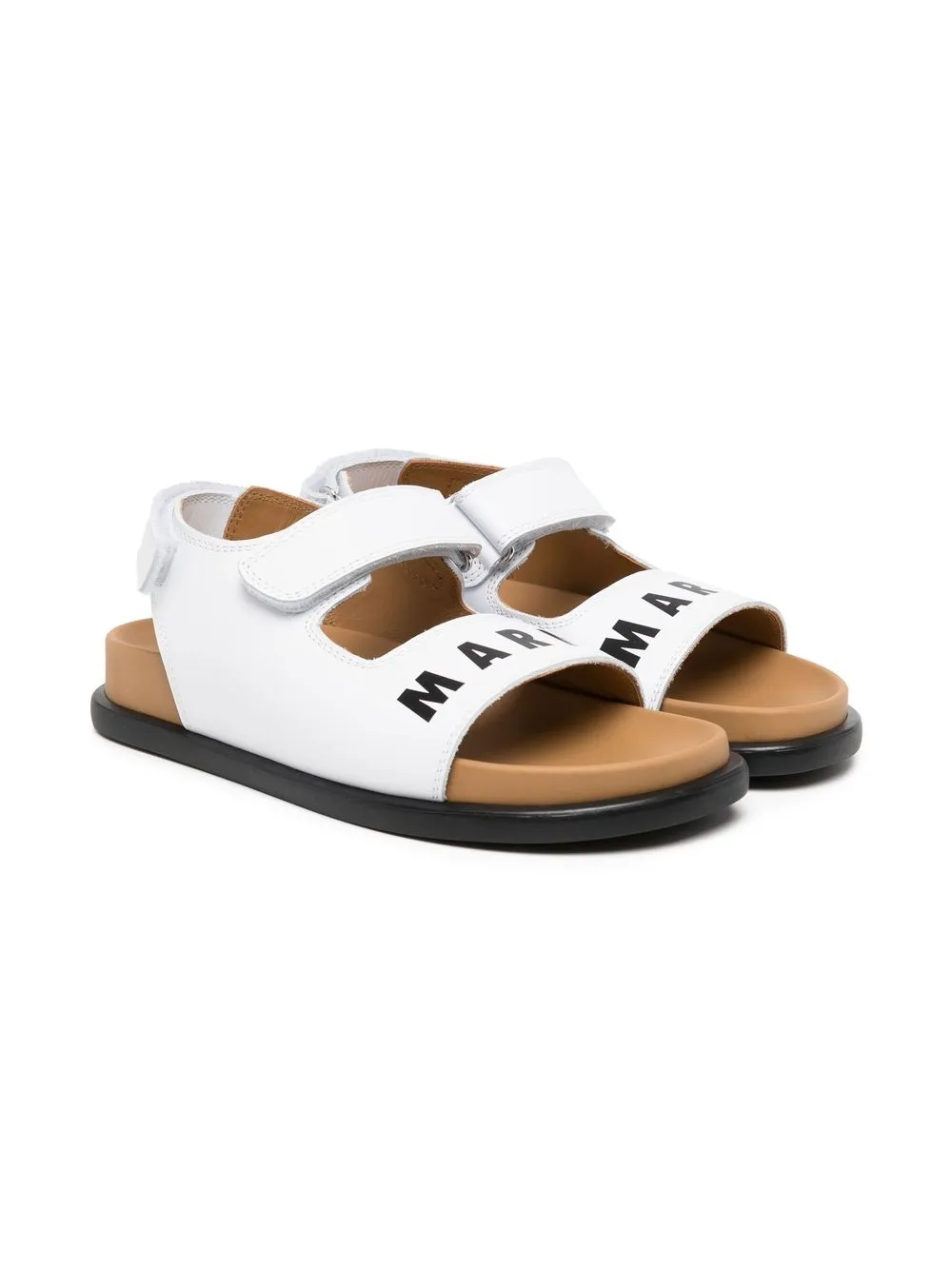 

Marni Kids TEEN logo-print touch-strap sandals - White