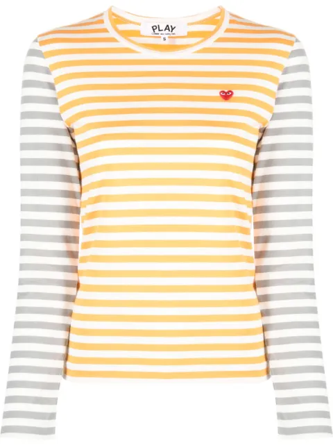 Comme Des Garçons Play logo-patch striped T-shirt