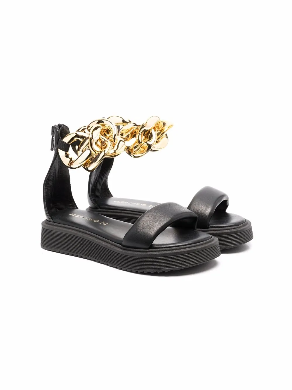 

Florens sandalias abiertas con cadena gruesa - Negro