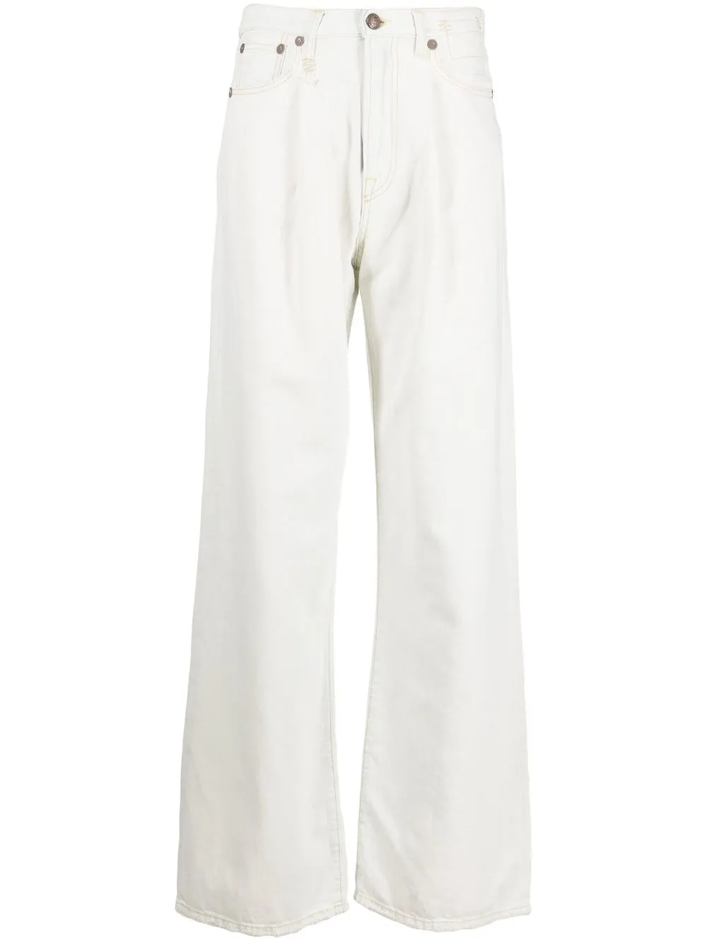 

R13 logo patch wide leg jeans - White