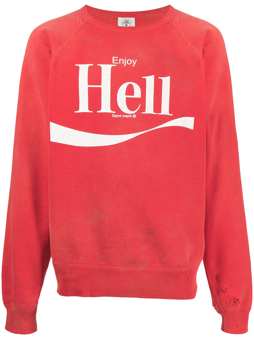 

SAINT MXXXXXX distressed slogan-print sweatshirt - Red