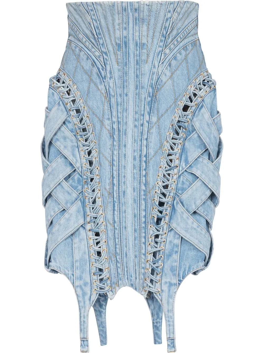 

Balmain falda de mezclilla con tiro alto - Azul