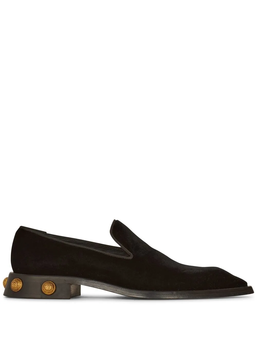 

Balmain velvet logo-button loafers - Black