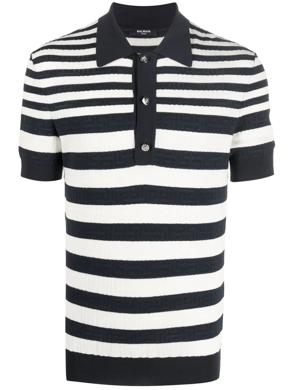 

Balmain playera tipo polo a rayas con logo - Azul