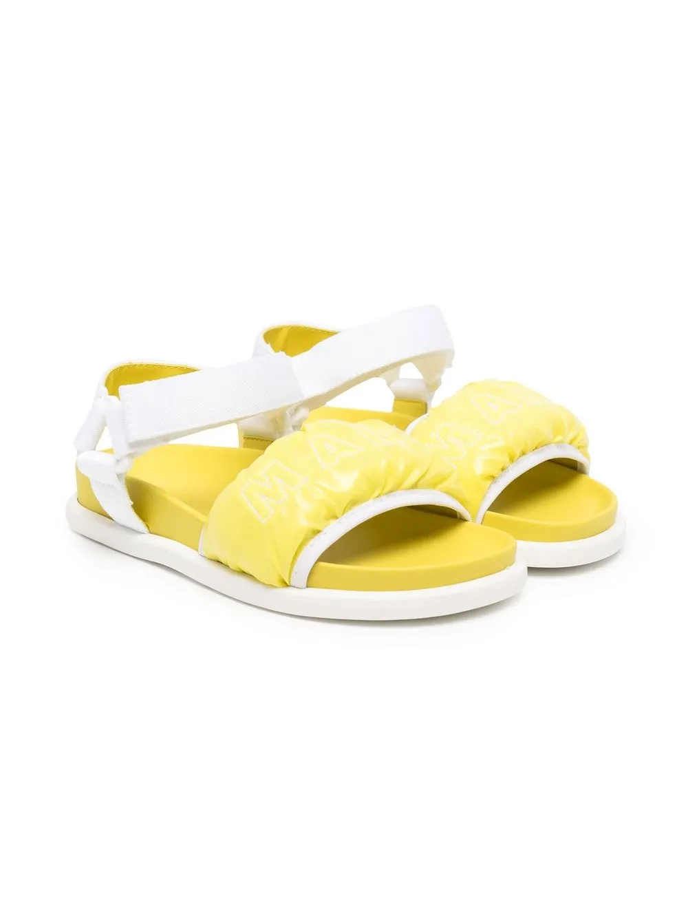 

Marni Kids embroidered-logo leather sandals - Yellow