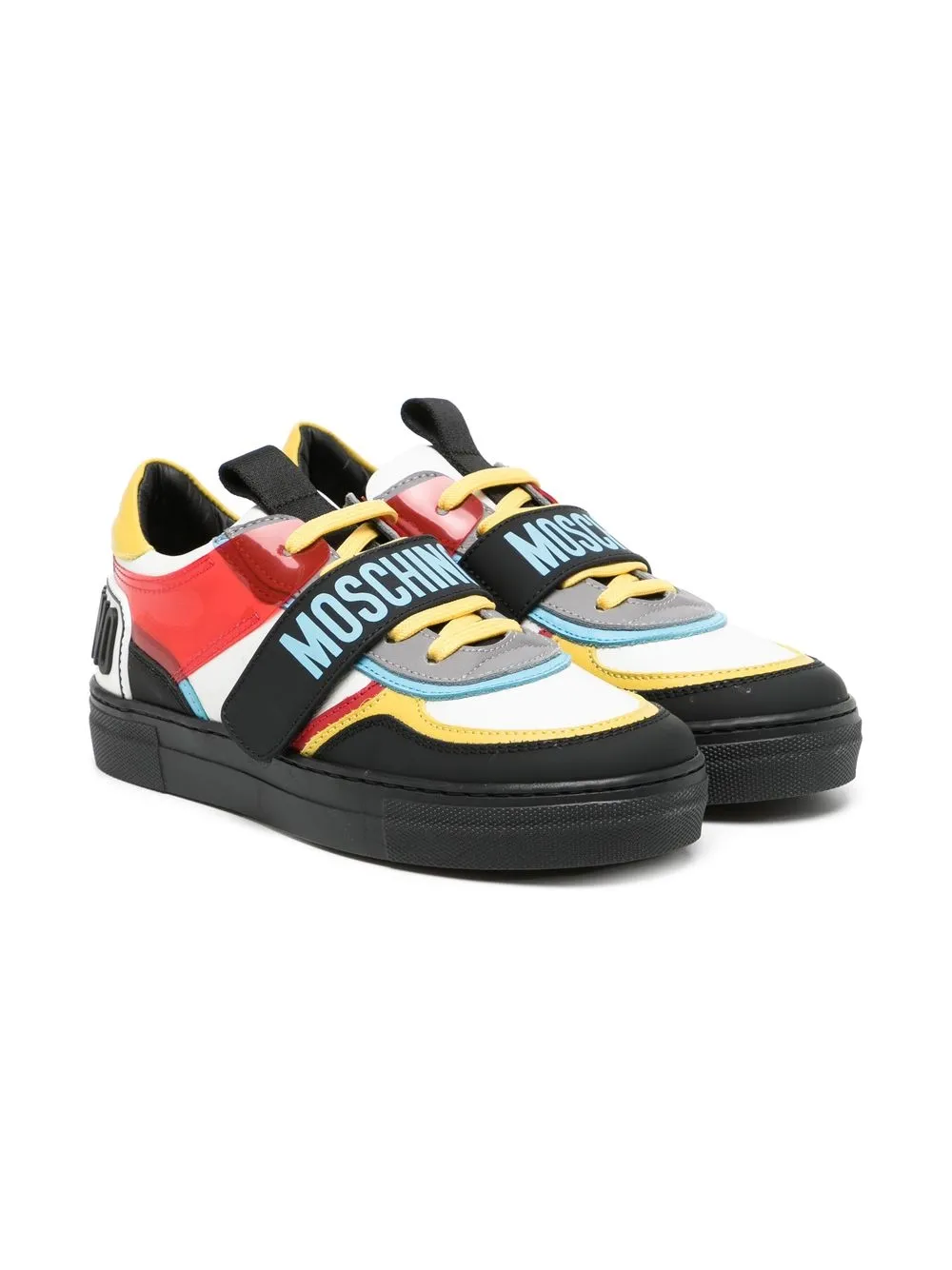 

Moschino Kids tenis bajos con diseño color block - Negro