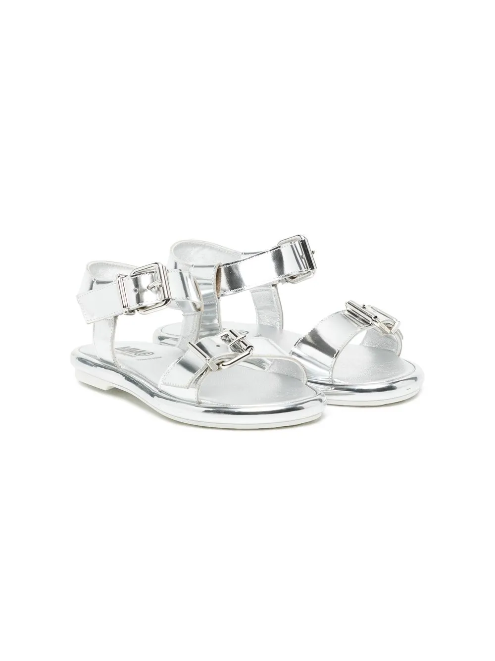 

MM6 Maison Margiela Kids metallic-effect buckle sandals - Silver